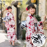 作り帯浴衣セット「赤マーガレット」S、F、TL、LL女性浴衣変わり織りレディース浴衣【メール便不可】