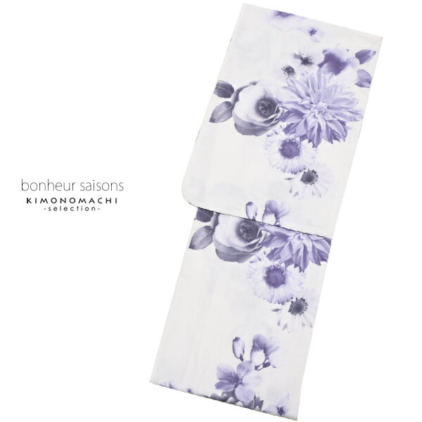 ボヌールセゾン 浴衣単品「ホワイト　フラワー」bonheur saisons レディース 綿浴衣 綿 浴衣 ボヌールセゾン 白 ホワイト フラワー 花 8NC-2【メール便不可】ss2106ykl10