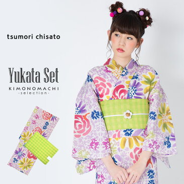 ツモリチサト　女性浴衣セット　オシャレな浴衣 浴衣セット「バラと花」tsumori chisato レディース 綿浴衣 日本製 【メール便不可】m1906ykl30