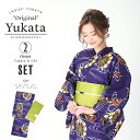 【Prices down】浴衣2点セット KIMONOMACHI 浴衣 セット「紫色 水車」S浴衣 2点セット レディース レトロ 古典柄 S/F/TL/LL ...