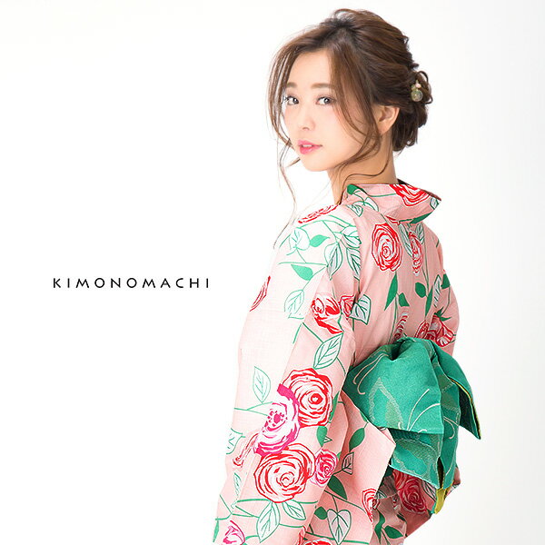 (SALE価格据え置き9/12迄)【Prices down】浴衣2点セット KIMONOMACHI 浴衣 セット「ピンク 薔薇」浴衣 2点セット レディース レトロ 古典柄 S/F/TL/LL 女性 京都きもの町オリジナル 変わり織り【メール便不可】ss2206ykl20