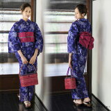 HANAEMORI浴衣反物「鉄紺色蝶と唐華」未仕立てレディースハナエモリ変わり織り浴衣H1804【メール便不可】