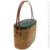 ツートン蓋付きアタバッグ「グリーン×ナチュラル」アタ夏バッグ夏祭り、花火大会に籠バッグ【メール便不可】