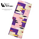 (浴衣SALE最大77%OFF 7/17迄)【Prices down2】和つう 浴衣単品「パープル、ピンク、クリーム スクエアにリーフ」ブランド浴衣単品 レディ...