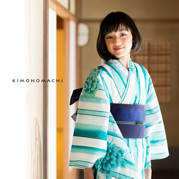 KIMONOMACHI 浴衣単品「青色 矢絣」フリーサイズ トールサイズ レディース F TL プレタ浴衣 【メール便不可】