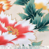 京都きもの町オリジナル浴衣単品「クリームベージュ芍薬」3L、4L綿浴衣大きいサイズレトロ【メール便不可】
