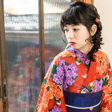 浴衣レディース「紫陽花真朱」綿絽大人個性的花火大会夏祭り女性浴衣女性ゆかた浴衣単品夏着物きもの町オリジナルKIMONOMACHI【メール便不可】