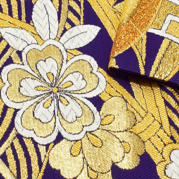 【Prices down2】振袖 袋帯「濃紺藍　源氏車」未仕立て 正絹帯 礼装帯 フォーマル 【メール便不可】＜T＞ss2603ofk25