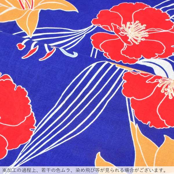 【Prices down2】浴衣 レディース 単品 「青地　マツバボタン、赤、山吹色」 フリーサイズ レトロ モダン 大人柄 女性浴衣単品 女浴衣 ゆかた yukata 【メール便不可】yk★35％OFF
