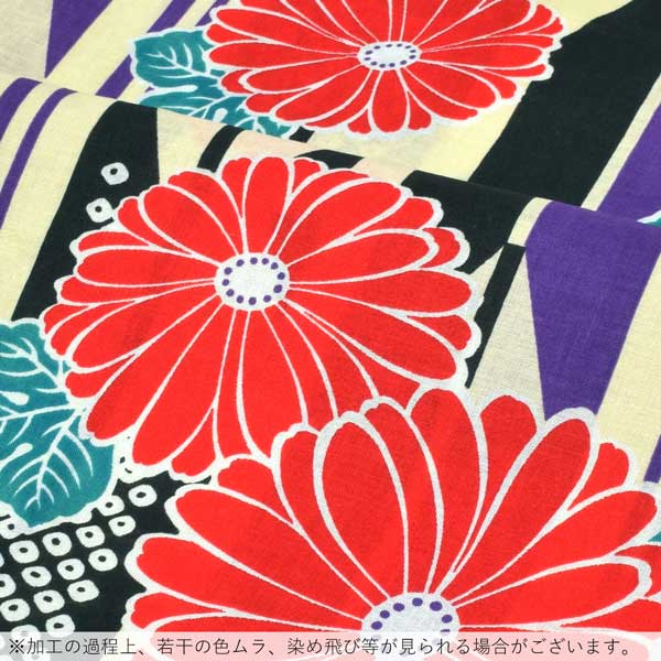 【Prices down2】浴衣 レディース 単品 「クリーム色地　矢羽根、黒　菊、赤」 フリーサイズ レトロ モダン 大人柄 女性浴衣単品 女浴衣 ゆかた yukata 【メール便不可】ss2512ykl25