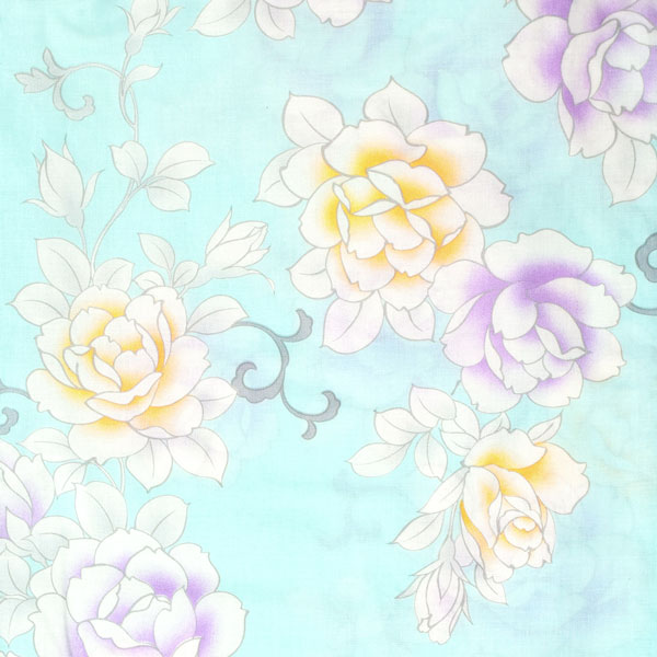 【Prices down2】浴衣 レディース 単品 「薄水色　薔薇」 フリーサイズ レトロ モ...