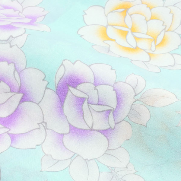 【Prices down2】浴衣 レディース 単品 「薄水色　薔薇」 フリーサイズ レトロ モ...