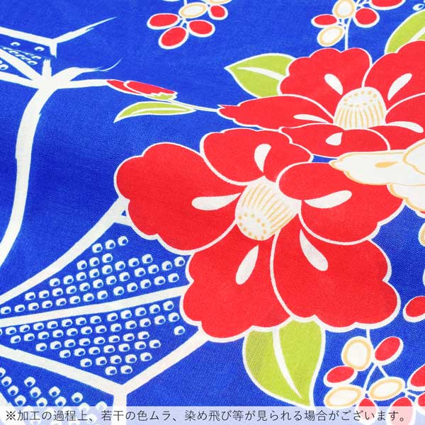 【Prices down2】浴衣 レディース 単品 「青地　麻の葉、椿」 フリーサイズ レトロ...