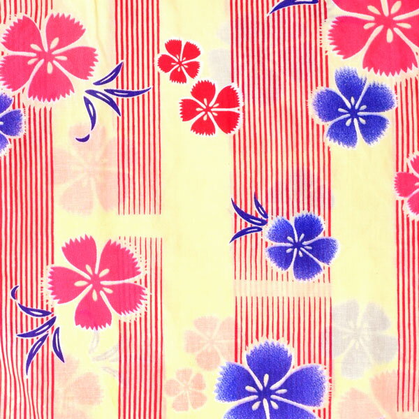 【Prices down2】浴衣 レディース 単品 「クリーム色×赤　撫子」 フリーサイズ レトロ モダン 大人柄 女性浴衣単品 女浴衣 ゆかた yukata 【メール便不可】ss2512ykl25