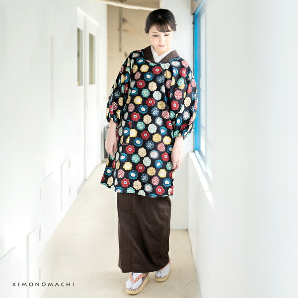 (母の日早割クーポンで10%OFF)母の日ギフト 割烹着 日本製 エプロン ロング丈 割烹着「編み物風」 実用的 日本製 オシャレ かわいい 綿割烹着 ロング割烹着 着物割烹着 エプロン プレゼント最適品 京都きもの町 母の日 敬老の日 【メール便不可】＜H＞