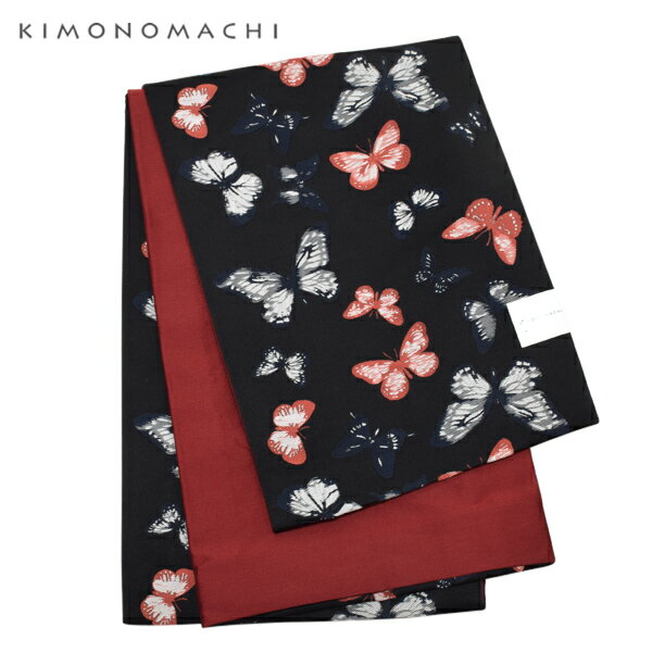 【Prices down2】京袋帯 単品 数量限定 KIMONOMACHI オリジナル 「黒　群蝶」 ポリ...