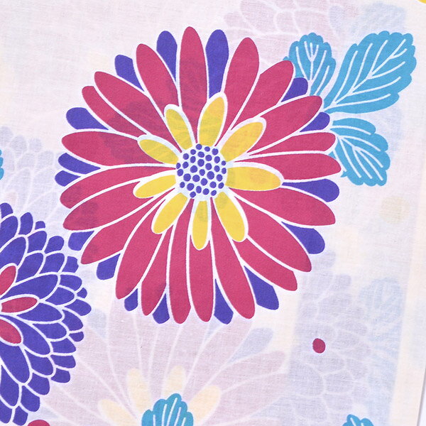 浴衣 レディース 単品 「Ma-ni　クリーム　赤、青の菊」 フリーサイズ yukata 【メール便不可】ss2403ykl20 2
