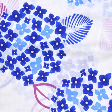 (SALE価格据え置き8/31迄)浴衣 レディース 単品 「CANON　白地　青色紫陽花」 F 2LW フリーサイズ 大きいサイズ yukata 【メール便不可】ss2206ykl30