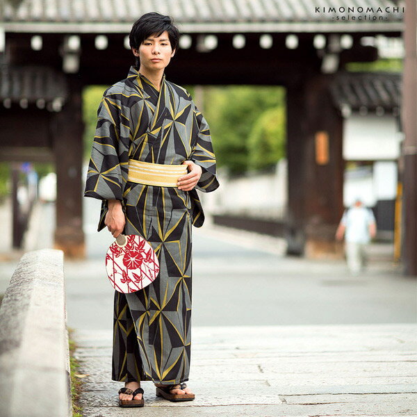 柄が粋でカッコイイ 男性浴衣 最大3000円offクーポン 6 30迄 浴衣 メンズ 単品 男浴衣 黒 グレー 麻の葉 M ゆかた 男性用浴衣 4tl Ss26men30 L 大きな割引 3l 5tl 4l 大きいサイズ メンズ浴衣 Ll Yukata