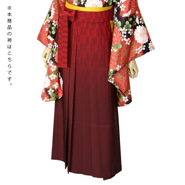 【中古品】卒業式袴セット 「二尺袖：緑　菊と藤の花+袴：エンジ×矢絣」 貸衣装処分 レンタル処分品 二尺袖 袴 卒業式、謝恩会に 【メール便不可】ss2603hkm40