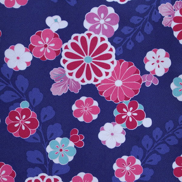 【中古品】卒業式袴セット 「二尺袖：紺　藤に菊梅+袴：ローズピンク×刺繍」 貸衣装処分 レンタル処分品 二尺袖 袴 卒業式、謝恩会に 【メール便不可】ss2603hkm40