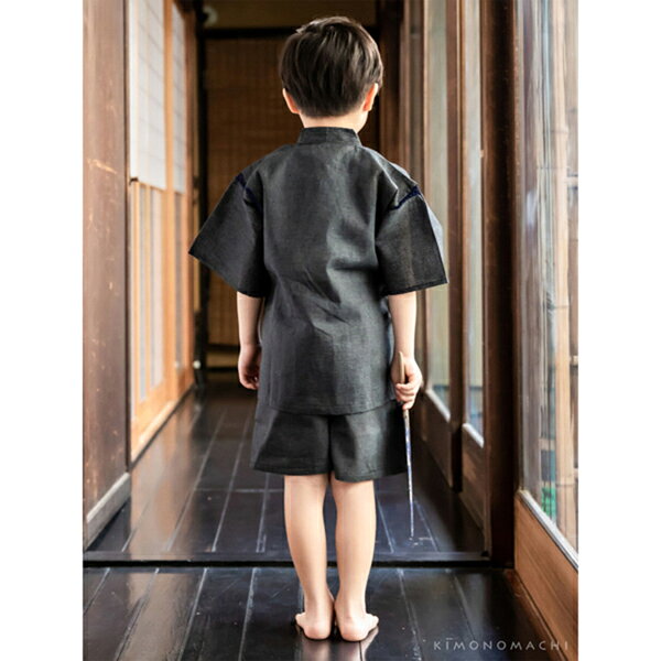 男の子甚平「墨黒縞」 子供甚平 90cm 100cm 110cm 120cm 130cm 140cm お子様甚平 ...