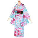 【中古品】ジュニア用 振袖単品 「水色 地紙に菊花」 仕立て上がり 着物 小振袖 二尺袖 子ども 子供 キッズ ジュニア 女の子 卒業式 小学校 小学生 中学校...