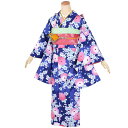 【中古品】ジュニア用 振袖単品 「紺 矢羽根に菊と桜」 仕立て上がり 着物 小振袖 二尺袖 子ども 子供 キッズ ジュニア 女の子 卒業式 小学校 小学生 中学校 中学生 十三参り 十三詣り 1/2成人式 ハーフ成人式 貸衣装処分 レンタル処分品【メール便不可】