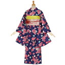 【中古品】ジュニア用 振袖単品 「紺　藤に菊梅」 仕立て上がり 着物 小振袖 二尺袖 子ども 子供 キッズ ジュニア 女の子 卒業式 小学校 小学生 中学校 中学生 十三参り 十三詣り 1/2成人式 ハーフ成人式 貸衣装処分 レンタル処分品【メール便不可】 1