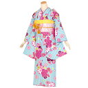 【中古品】ジュニア用 振袖単品 「水色 縞に梅文様」 九重 ここのえ 仕立て上がり 着物 小振袖 二尺袖 子ども 子供 キッズ ジュニア 女の子 卒業式 小学校...