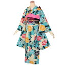 【中古品】ジュニア用 振袖単品 「水色 立涌に蝶」 仕立て上がり 襦袢プレゼント 小振袖 着物 子ども 子供 キッズ ジュニア 女の子 卒業式 小学校 小学生 ...