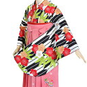 【中古品】ジュニア用 振袖単品 「クリーム 黒矢羽根に笹梅」 仕立て上がり 着物 小振袖 二尺袖 袴に合わせて ショート丈 子ども 子供 キッズ ジュニア 女の...
