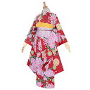 【中古品】ジュニア用 振袖単品 「赤 菊牡丹」 仕立て上がり 襦袢プレゼント 小振袖 着物 子ども 子供 キッズ ジュニア 女の子 卒業式 小学校 小学生 中学...