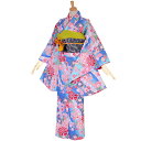 【中古品】ジュニア用 振袖単品 「青 桜と牡丹」 仕立て上がり 着物 小振袖 二尺袖 子ども 子供 キッズ ジュニア 女の子 卒業式 小学校 小学生 中学校 中...