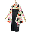 【中古品】ジュニア用 振袖単品 「ベージュ 水玉に丸菊」 仕立て上がり 着物 小振袖 二尺袖 袴に合わせて ショート丈 子ども 子供 キッズ ジュニア 女の子 ...