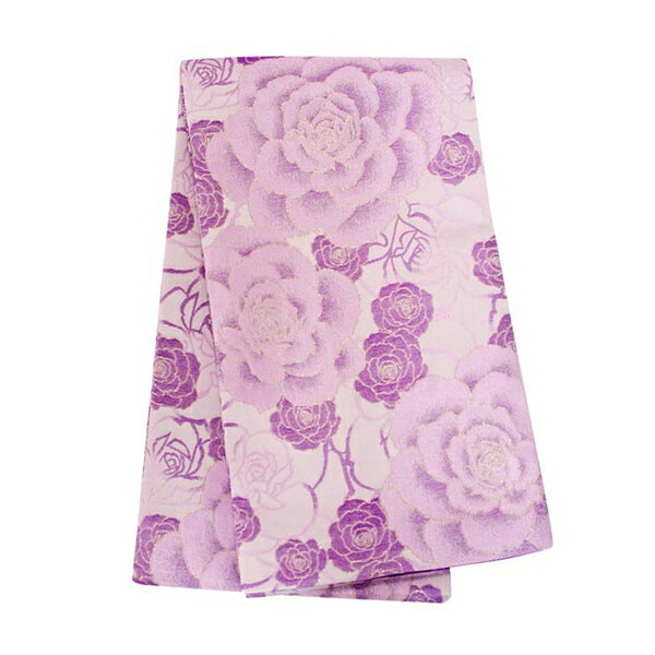 【中古品】振袖 帯 振袖用袋帯 「薄紫 薔薇尽くし」 仕立て上がり 振袖用 礼装用袋帯 ポリエステル 成人式 貸衣装処分 レンタル処分品【メール便不可】ss2503ofk10