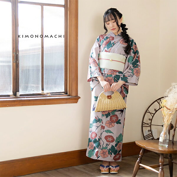 【Prices down2】浴衣 単品 レディース 吸水速乾 CoolPass ポリエステル浴衣 「朝顔に燕 浅紫」 F LLサイズ 大人 女性浴衣単品 ポリ浴衣 個性的 花火大会 夏祭り 女性浴衣 女性ゆかた 夏着物 単衣着物 京都きもの町オリジナル KIMONOMACHI 【メール便不可】ss2506ykl10