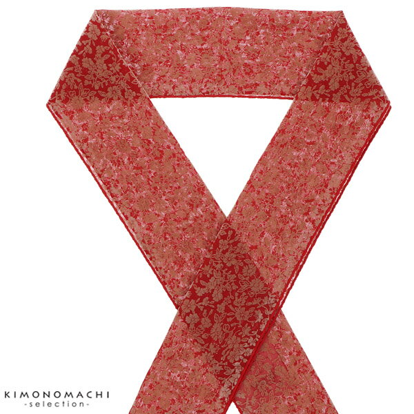 半衿 フロッキー 小花柄 「赤×ベージュ」 洒落半衿 半襟 洒落小物 成人式の振袖、卒業式の袴に 花柄 Wa de Modern 日本製 【メール便対応可】<H...