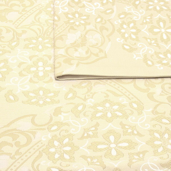 振袖袋帯「ベージュ　花更紗」お仕立て上がり 振袖用 袋帯 お仕立て済 振袖帯【メール便不可】