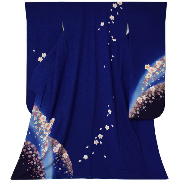 【中古品】仕立て上がり 振袖「瑠璃色 桜」貸衣装処分 レンタル処分品 成人式【メール便不可】ss2512fml10