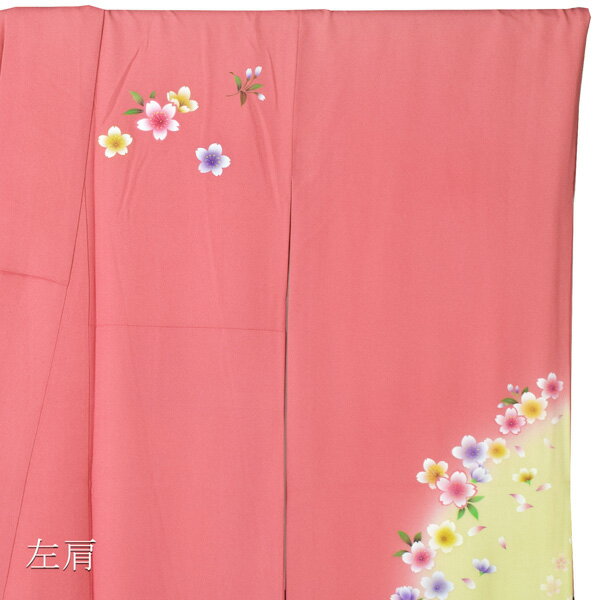 【中古品】仕立て上がり 振袖「桃色　水際の桜」貸衣装処分 レンタル処分品 成人式【メール便不可】