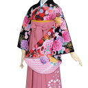 【中古品】ジュニア用 振袖単品 ショート丈 「黒 チェックにバラとレース」仕立て上がり 小振袖 着物 子ども 子供 キッズ ジュニア 女の子 卒業式 小学校 小...