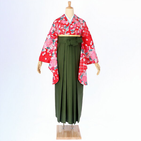 樂天商城 - 【中古品】二尺袖 単品「赤　市松にバラ」貸衣装処分 レンタル処分品 卒業式 【メール便不可】ss2603kck10