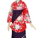 【中古品】二尺袖 単品「赤 牡丹と橘」貸衣装処分 レンタル処分品 卒業式【メール便不可】