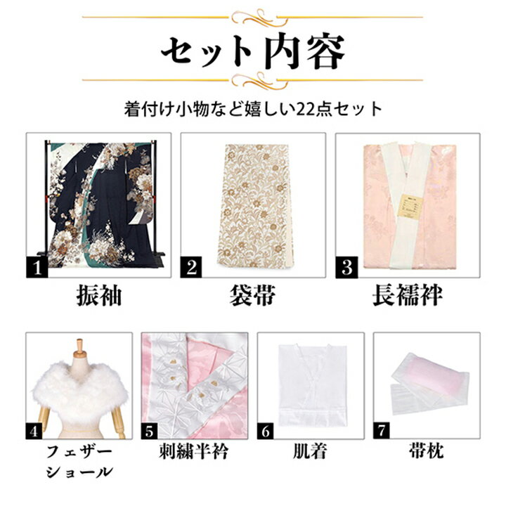 未仕立て 振袖 22点セット「濃紺×白 牡丹にアマリリス」仮絵羽 振り袖 正絹 着物 ブランド振袖 成人式 結婚式 結納 パーティー 晴れ着 【メール便不可】