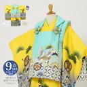 【Prices down】七五三 着物 3歳 男の子 被布セット 「水色 黄色、格天井に宝尽くし」三歳男児被布セット 子供着物 フルセット 三才のお祝い着 3才...