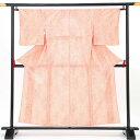 【中古品】夏着物「霜降り文様 生成り×紅緋」正絹【メール便不可】ss2506fml10