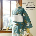 浴衣 レディース 女性浴衣 単品「花子倶楽部:納戸色 フラワー」Fサイズ 綿麻浴衣 プレタ浴衣 お仕立て上がり浴衣 ブランド浴衣 大人浴衣 女性用 女性浴衣 ゆ...