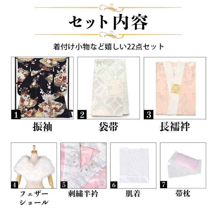 未仕立て 振袖 22点セット「濃紺 百合に椿 ねじれ梅」仮絵羽 振り袖 正絹 着物 ブランド振袖 成人式 結婚式 結納 パーティー 晴れ着 【メール便不可】