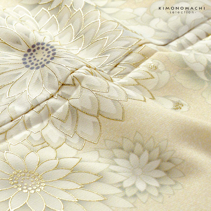 訪問着 お仕立て上がり 単品 JAPAN STYLE「練色 むじな菊」 日本製 礼装 ポリエステル 訪問着 結婚式 パーティー 祝賀会 入学式 卒業式 袷 プレタ 仕立てあがり【メール便不可】